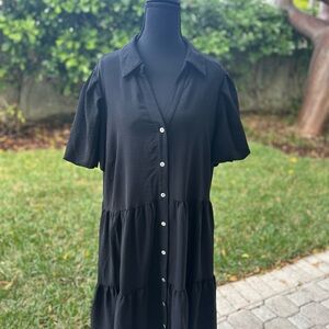 1 Slate Black Button-Up Short Dress